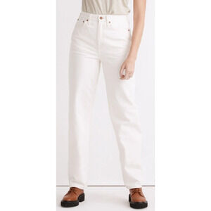 Madewell Baggy Straight Leg Trendy High Rise Denim Jeans White US Womens 33 New
